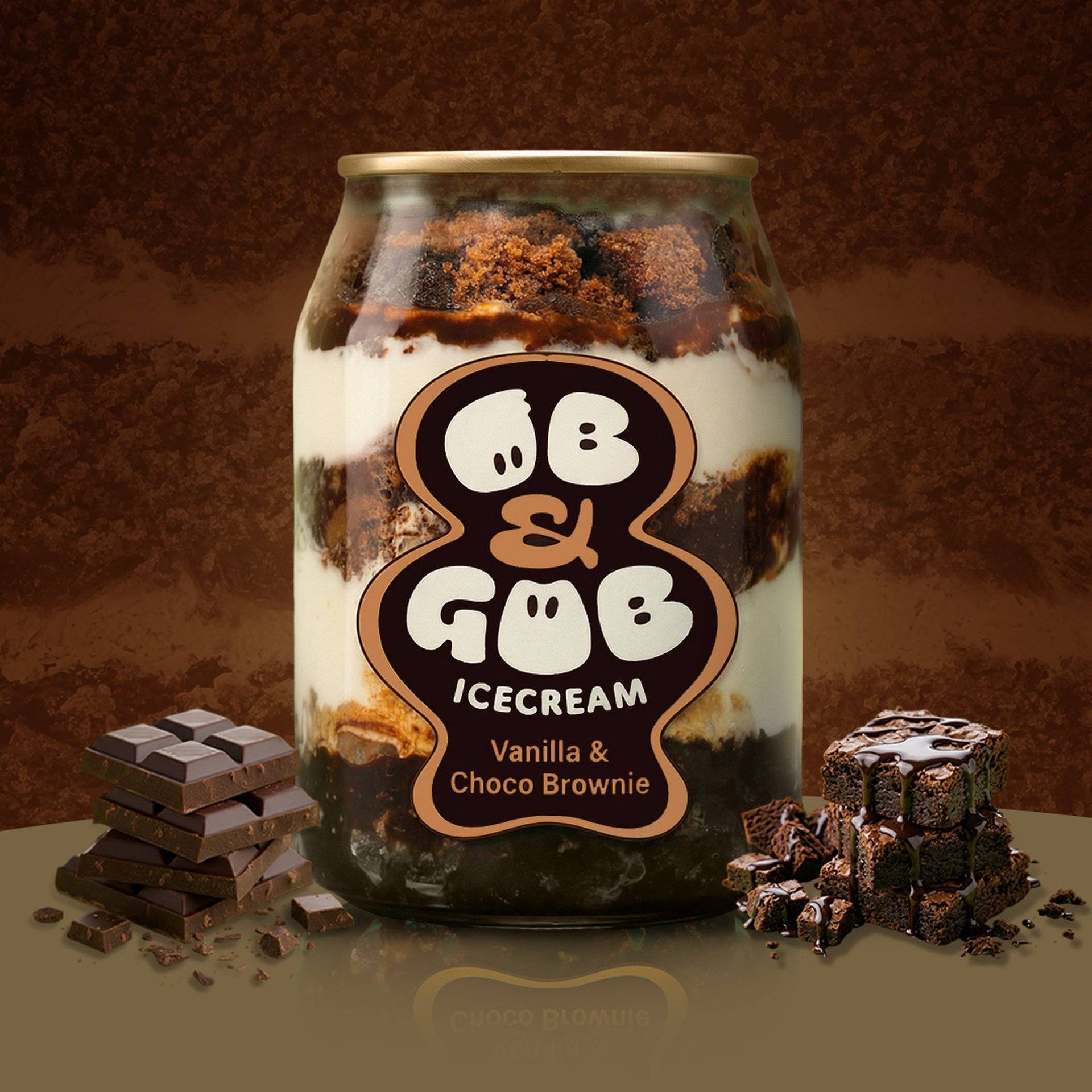 OB and GOB Ice Cream Vanilla & Choco Brownie Can 200ml - Image 1